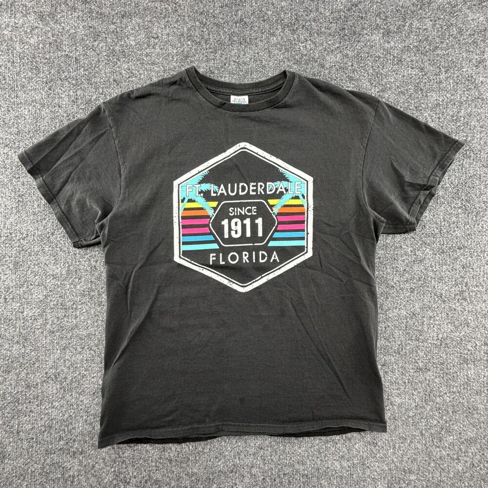 Ft Lauderdale Florida Shirt Mens Large Black Delta Pro Weight Beach Graphic Tee